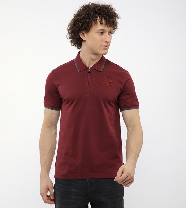 Beverly Hills Polo Club  T-Shirts - Maroon Polo T-shirts