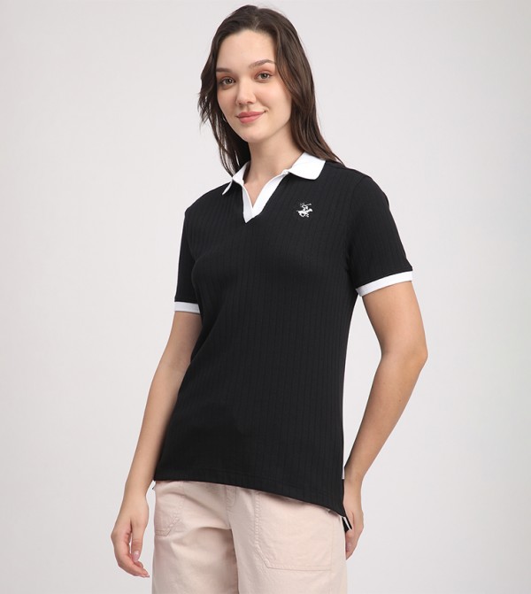 Beverly Hills Polo Club  T-Shirts - Black Polo T-shirts