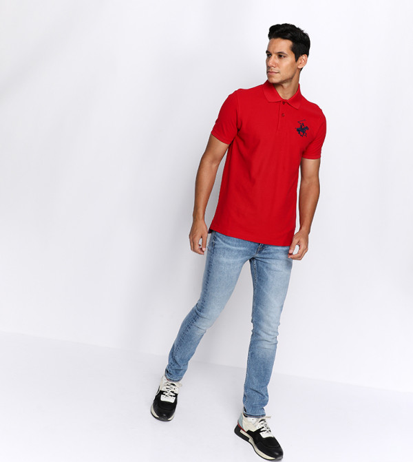 Beverly Hills Polo Club  Polo T-Shirts - Red Polo T-shirts