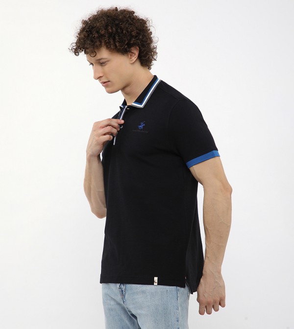 Beverly Hills Polo Club  Polo T-Shirts - Black Polo T-shirts