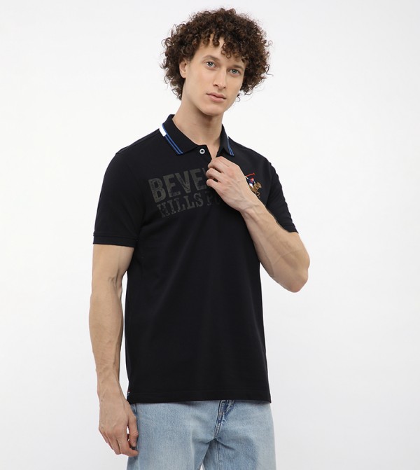 Beverly Hills Polo Club  Polo T-Shirts - Black Polo T-shirts