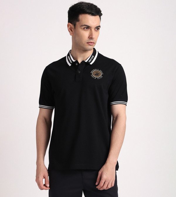 Beverly Hills Polo Club  Polo T-Shirts - Black Polo T-shirts