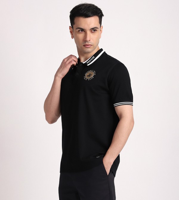 Beverly Hills Polo Club  Polo T-Shirts - Black Polo T-shirts