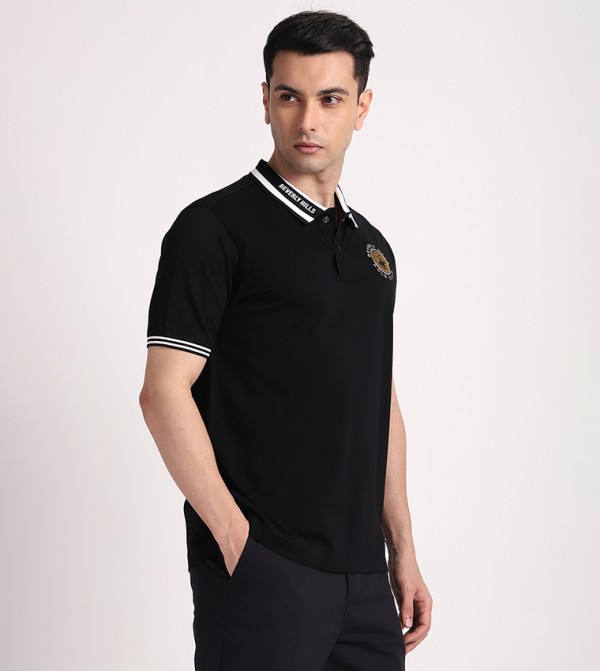 Beverly Hills Polo Club  Polo T-Shirts - Black Polo T-shirts