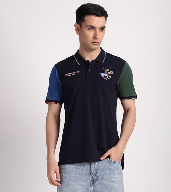Beverly Hills Polo Club  T-Shirts - Navy Polo T-shirts