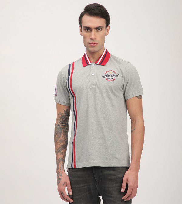 Beverly Hills Polo Club  T-Shirts - Grey Polo T-shirts