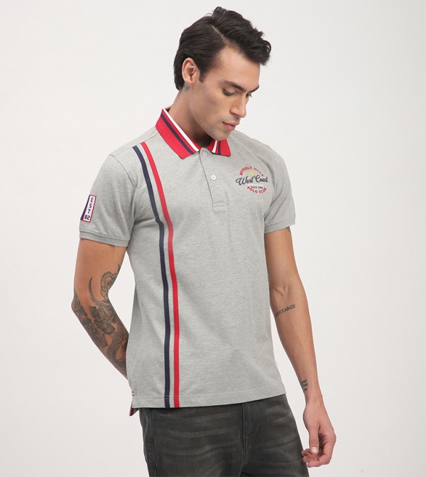 Beverly Hills Polo Club  T-Shirts - Grey Polo T-shirts