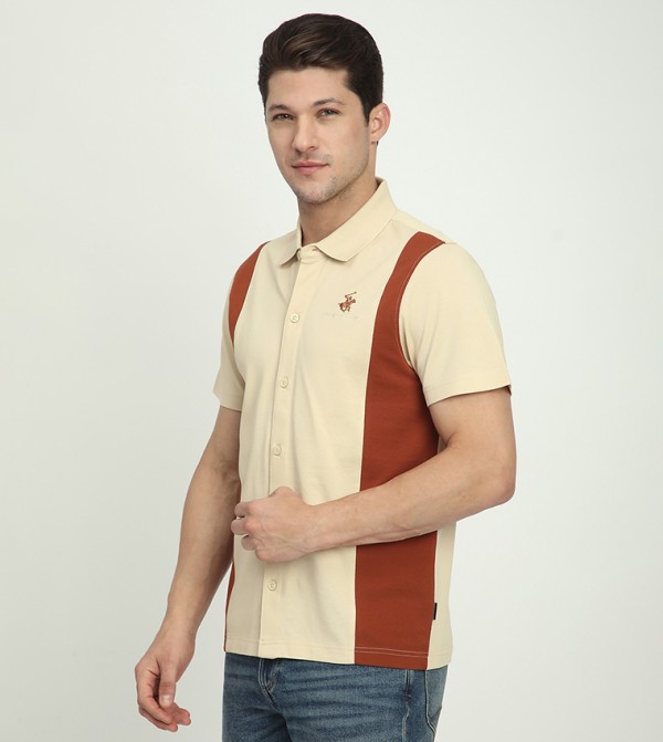 Beverly Hills Polo Club  Shirts - Beige Short Sleeves