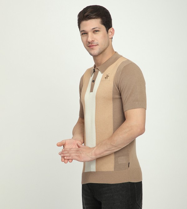 Beverly Hills Polo Club  T-Shirts - Beige Polo T-shirts