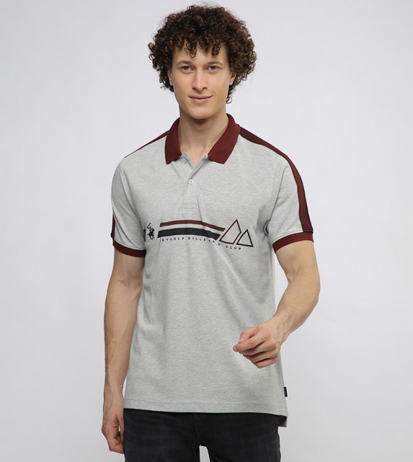 Beverly Hills Polo Club  T-Shirts - Grey Polo T-shirts