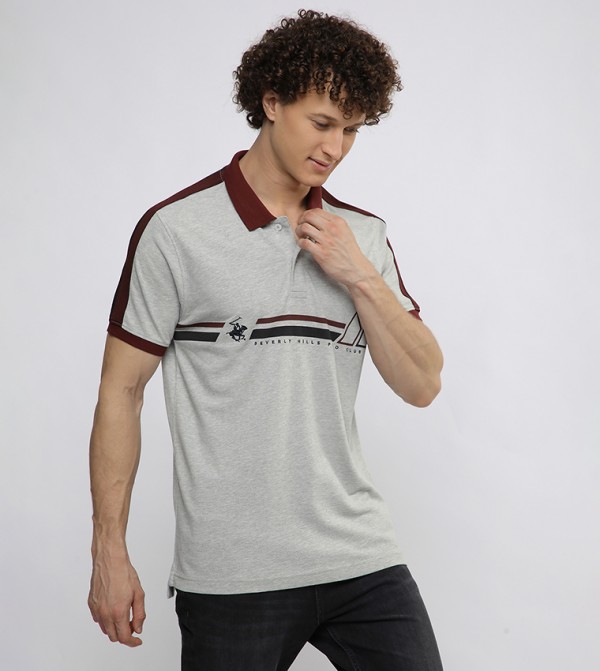 Beverly Hills Polo Club  T-Shirts - Grey Polo T-shirts