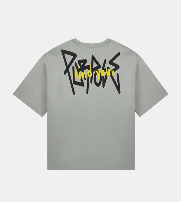 F5 F5 - رمادي Round Neck T-Shirts