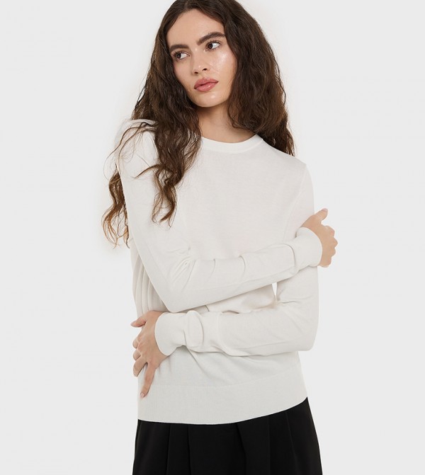 BCBG  Sweaters - White Round Neck Sweaters