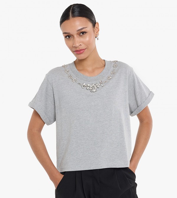 BCBG  - Grey Short Sleeve T-Shirts