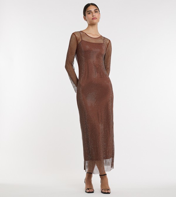 BCBG  Midi Dresses - Brown Party Dresses