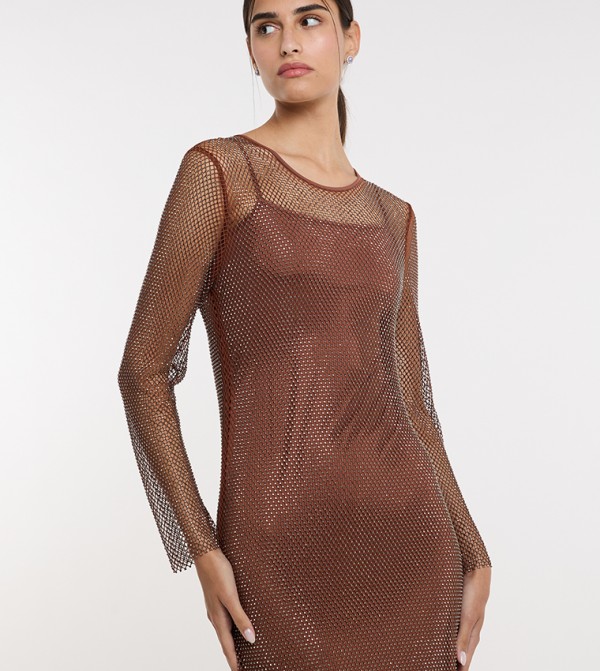 BCBG  Midi Dresses - Brown Party Dresses