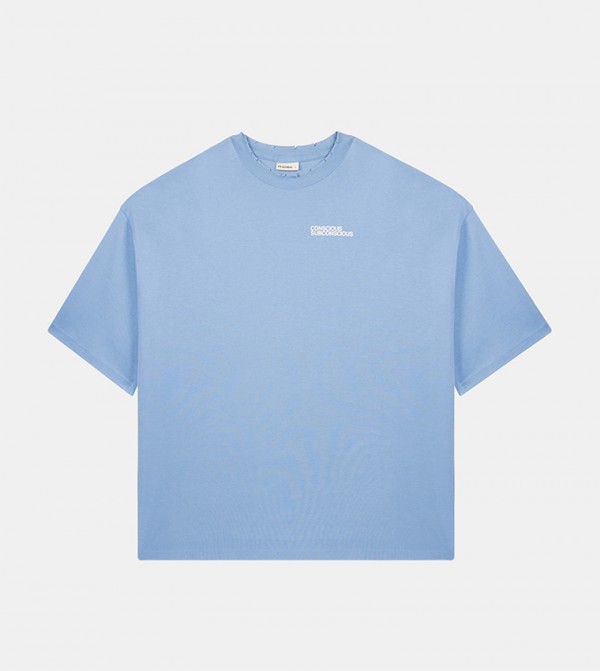 F5 F5 - Blue Round Neck T-Shirts