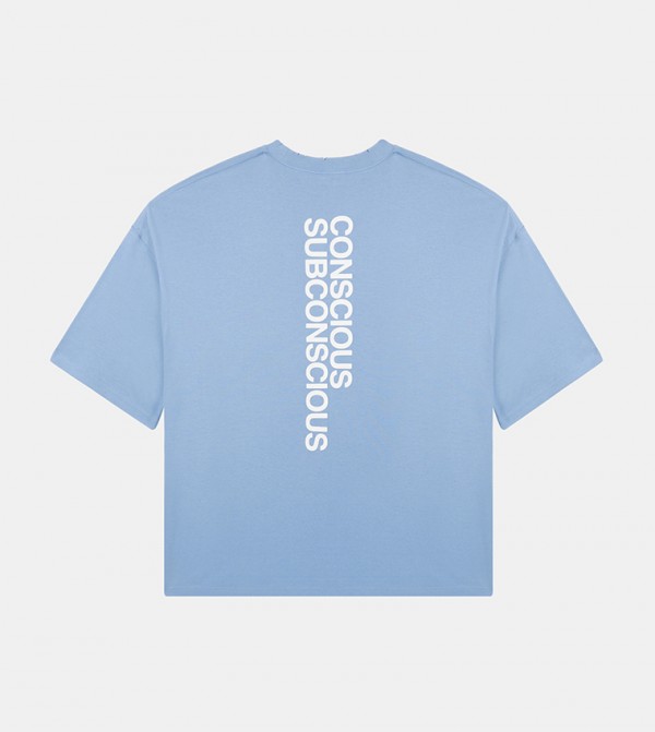 F5 F5 - Blue Round Neck T-Shirts