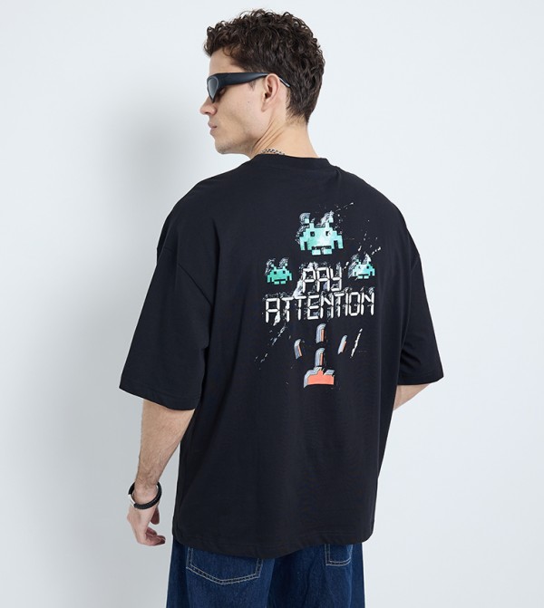 F5 F5 - أسود Round Neck T-Shirts