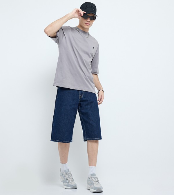 F5 F5 - رمادي Round Neck T-Shirts