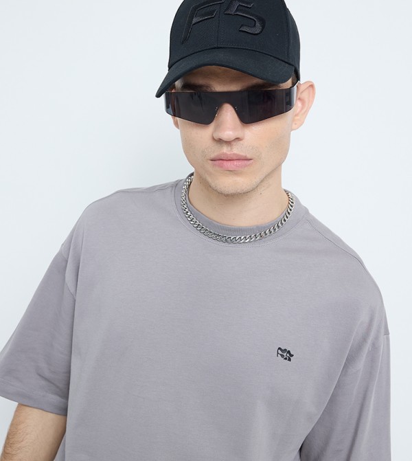 F5 F5 - رمادي Round Neck T-Shirts