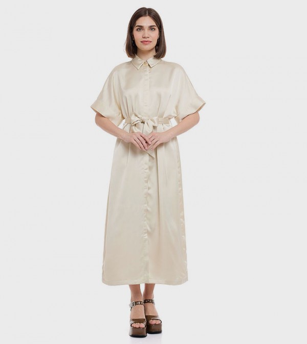 R&B  Dresses - Beige Shirt & T-Shirt Dresses