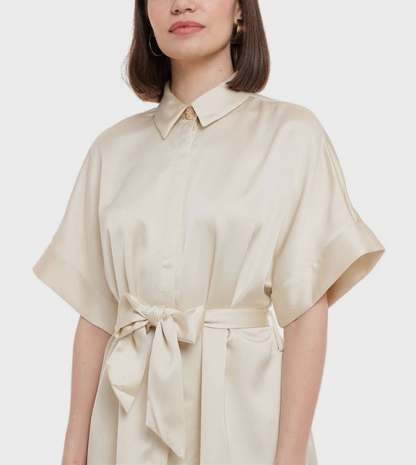 R&B  Dresses - Beige Shirt & T-Shirt Dresses
