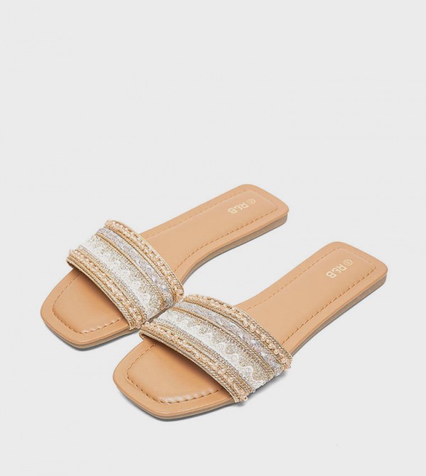 R&B  Sandals - Beige Flat Sandals