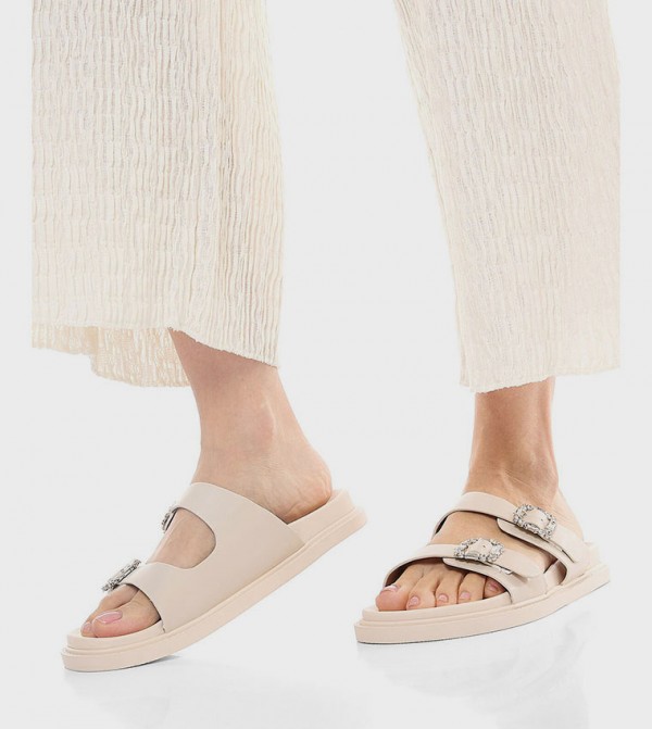 R&B  Shoes - Beige Flat Sandals