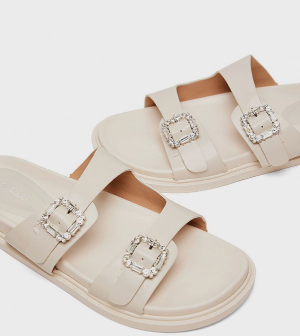 R&B  Shoes - Beige Flat Sandals