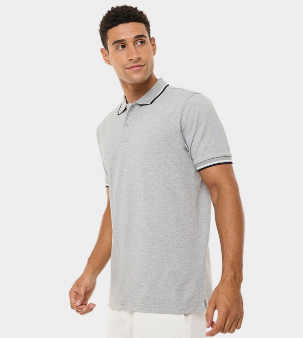 R&B  - Grey Melange Polo T-shirts