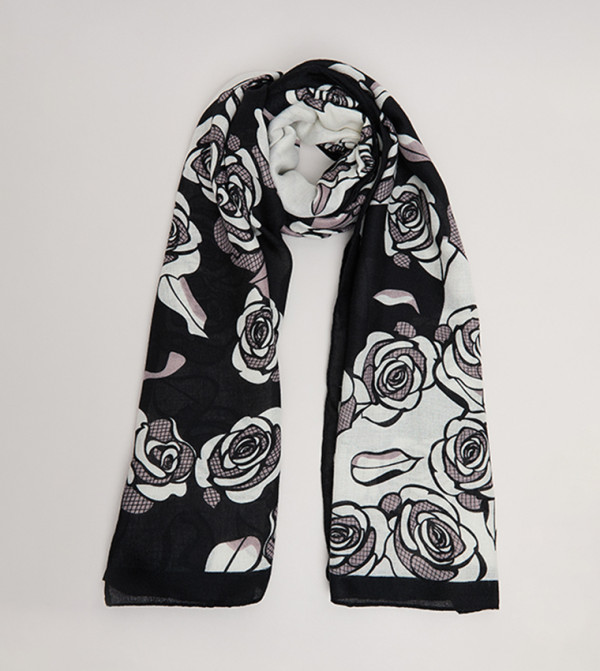 R&B  Scarves - Black Woven Scarves