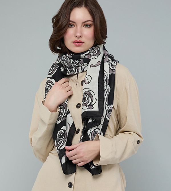 R&B  Scarves - Black Woven Scarves