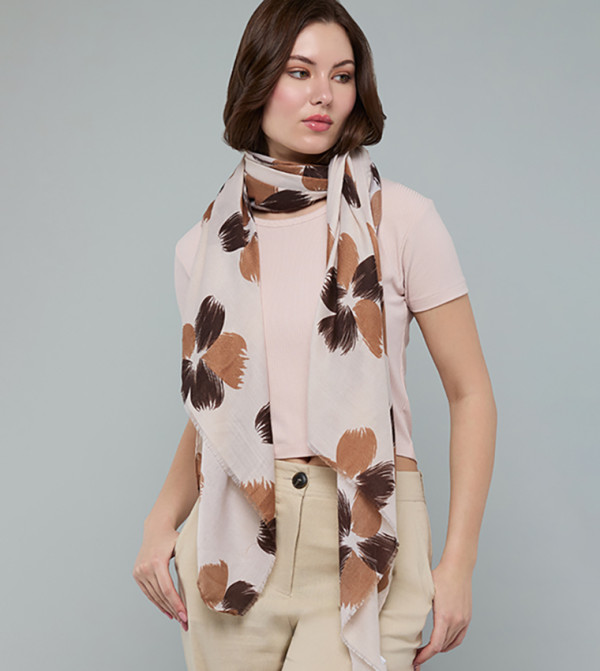 R&B  Scarves - Beige Woven Scarves