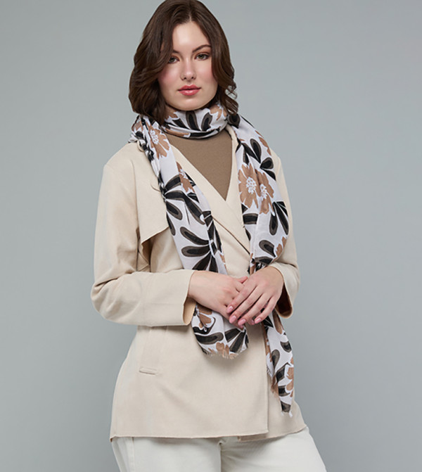 R&B  Scarves - Ivory Woven Scarves