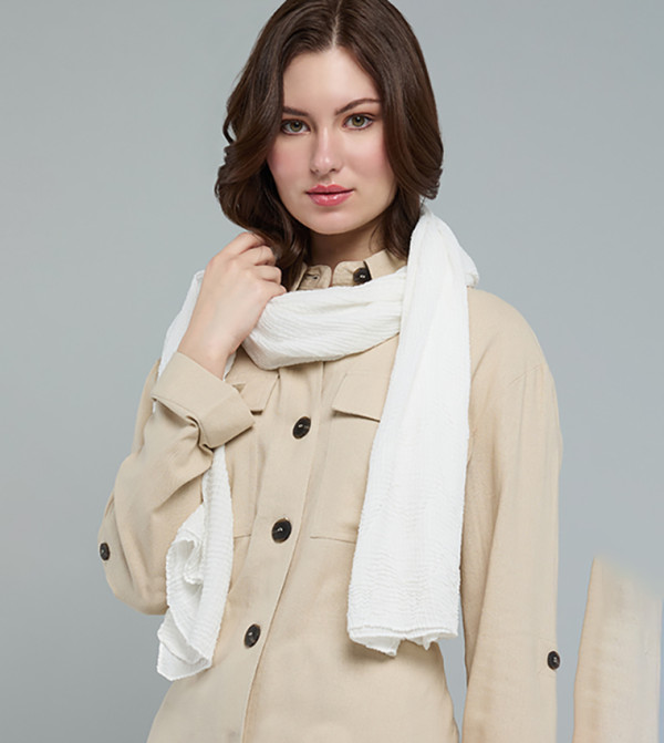 R&B  Scarves - White Woven Scarves