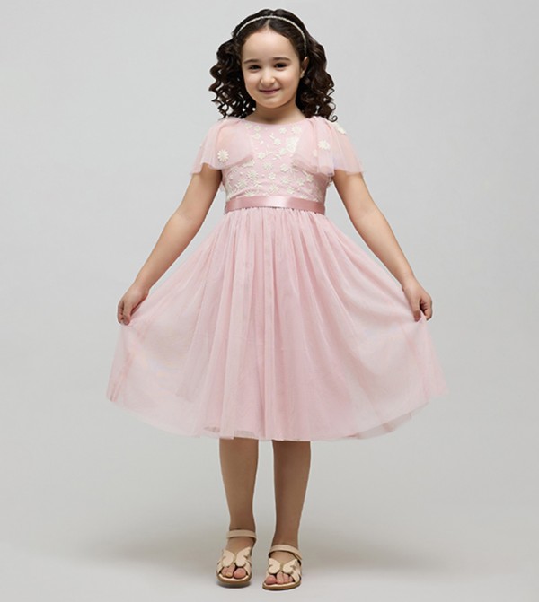 أر آند بي أطفال - وردي فستان كاجوال 