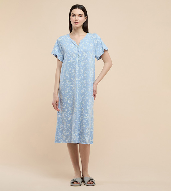 R&B  Night Dress & Gowns - Powder Blue Night Dress & Gowns