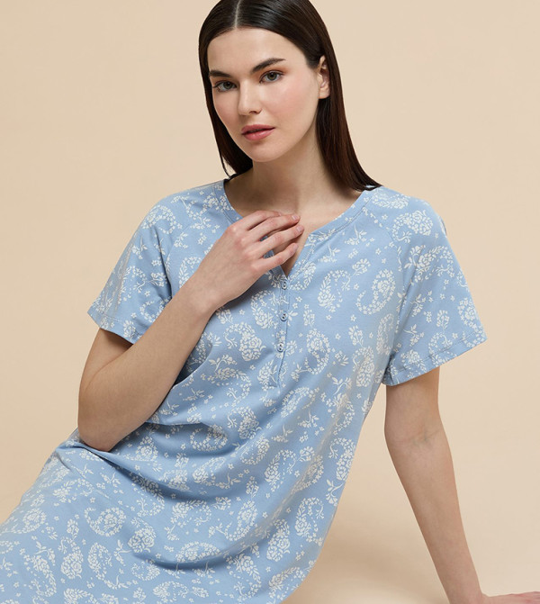 R&B  Night Dress & Gowns - Powder Blue Night Dress & Gowns