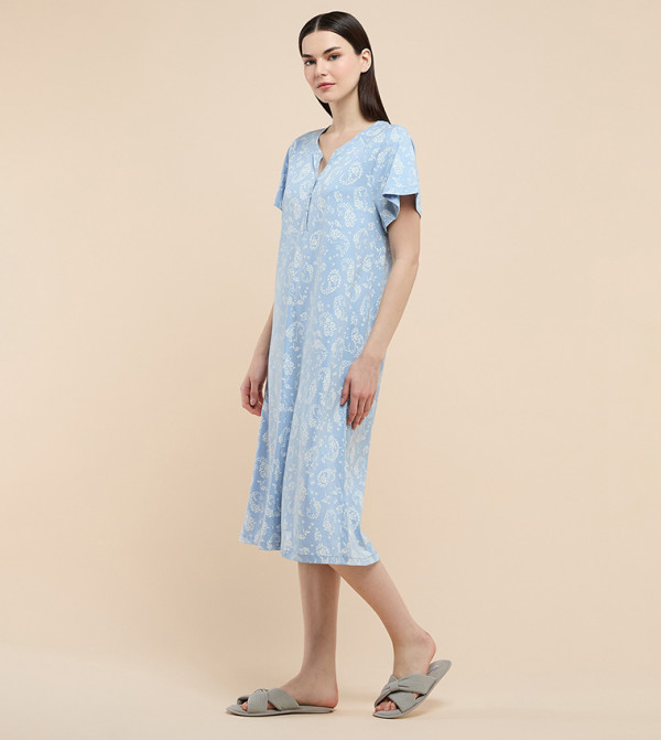 R&B  Night Dress & Gowns - Powder Blue Night Dress & Gowns