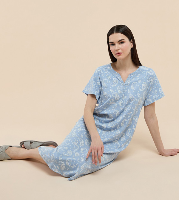 R&B  Night Dress & Gowns - Powder Blue Night Dress & Gowns