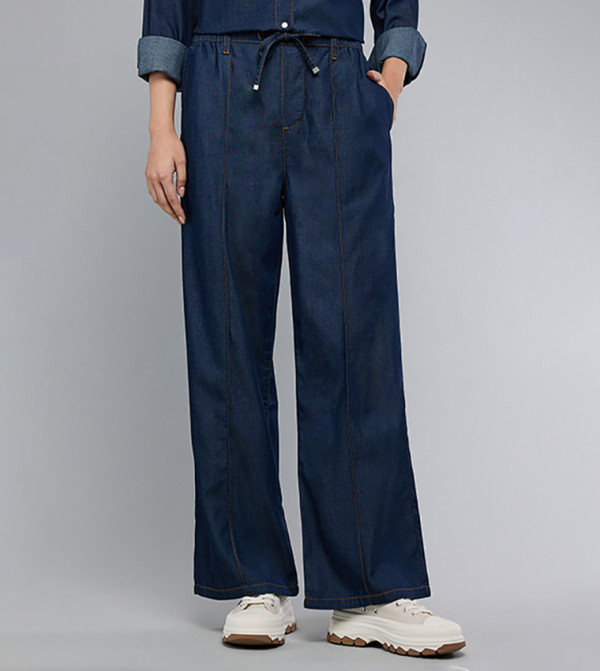 R&B  Clothing - Dark Blue Wide Leg Jeans