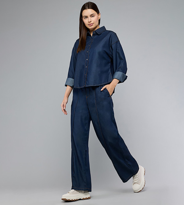 R&B  Clothing - Dark Blue Wide Leg Jeans