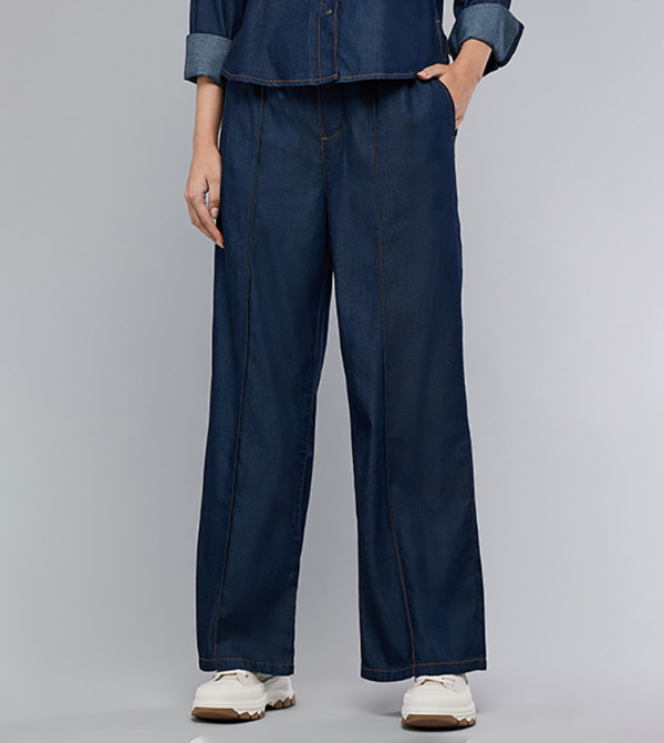 R&B  Clothing - Dark Blue Wide Leg Jeans