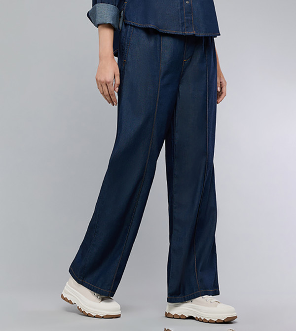 R&B  Clothing - Dark Blue Wide Leg Jeans