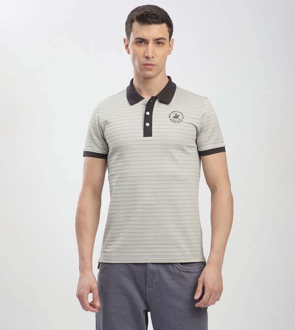Beverly Hills Polo Club  T-Shirts - Grey Polo T-shirts