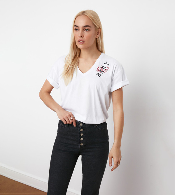 Trendyol Trendyol  - White Short Sleeve Tee