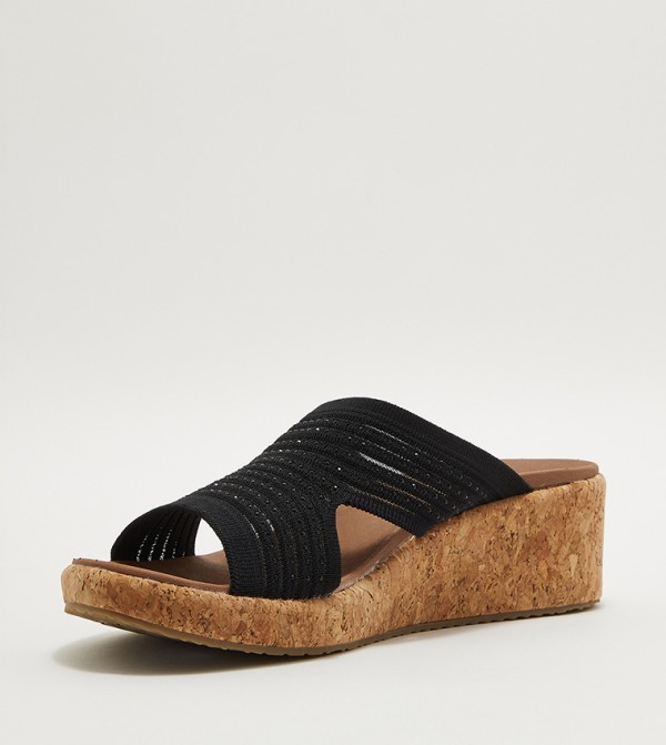 سكيتشرز  - أسود Wedge Sandals