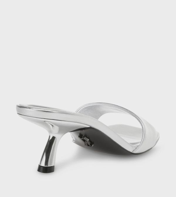 ستيف مادن  صنادل كعب عالي - فضي كعب