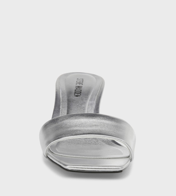 ستيف مادن  صنادل كعب عالي - فضي كعب